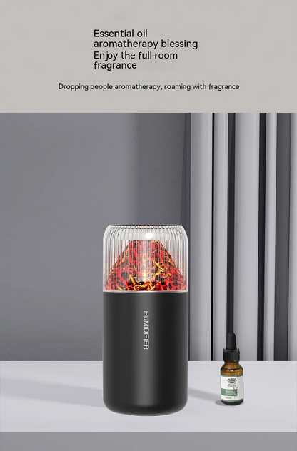 Volcano USB Mini Air Humidifier & Essential Oil Diffuser – LED Flame Effect