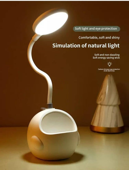 USB Rechargeable LED Table Lamp – Eye-Caring Light with Pen Holder