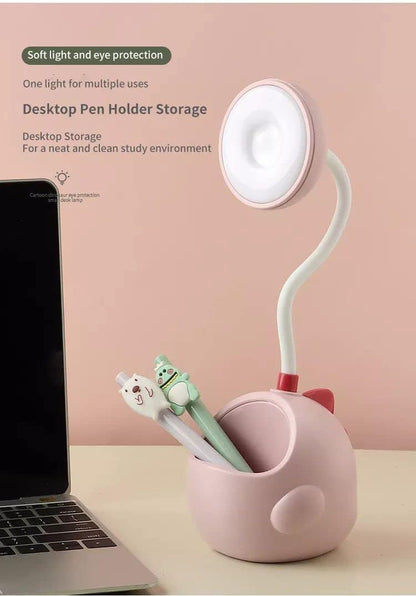 USB Rechargeable LED Table Lamp – Eye-Caring Light with Pen Holder