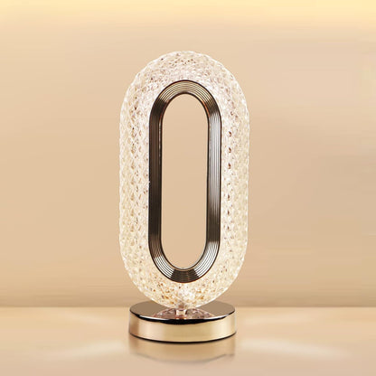 Rechargeable Oval Crystal Table Lamp – 3-Color Touch Control