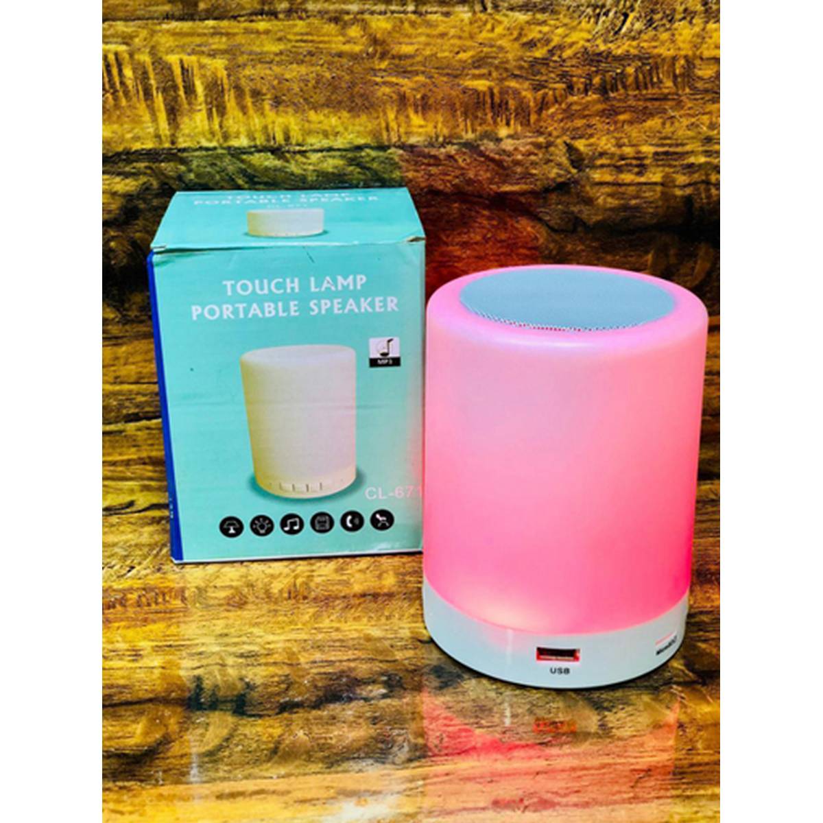 Sixonic Portable Rechargeable Bluetooth Speaker with Touch Lamp